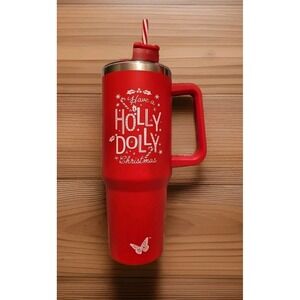 Dolly Parton Red Tumbler Christmas 2025 DG 40oz Trending Peppermint Straw Holly